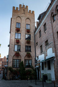 Low angle view of old building against sky