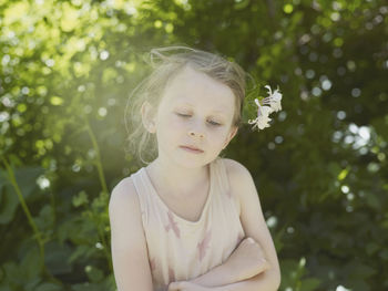 Girl with flowers in hair