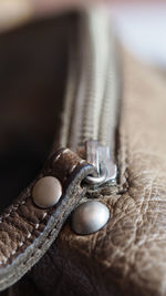 High angle view of leather on table