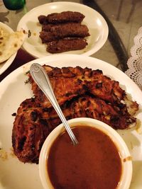 Close-up of meal served in plate