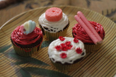 Close-up of cupcakes on table