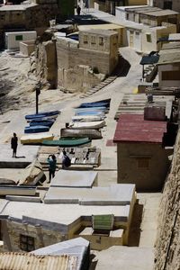 High angle view of residential buildings