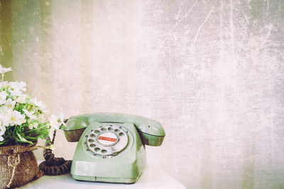 Close-up of telephone booth