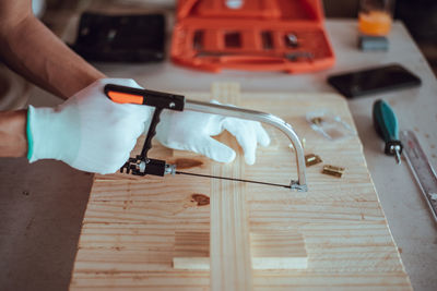 Man working on table