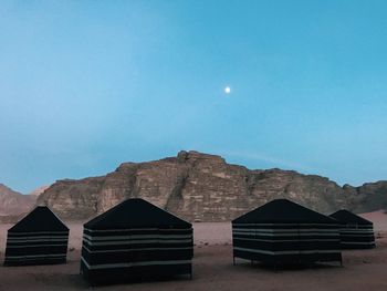 Low angle view of building against blue sky
