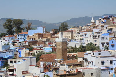 High angle view of townscape against sky