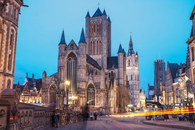 City lit up at night