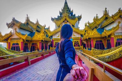 Panoramic view of a temple against building