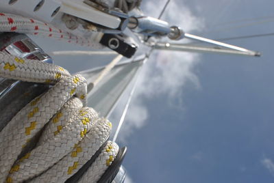 Low angle view of boat against sky