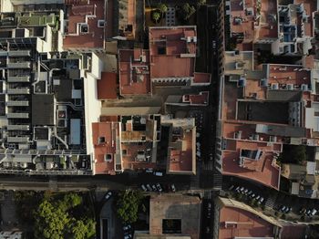 High angle view of buildings in city