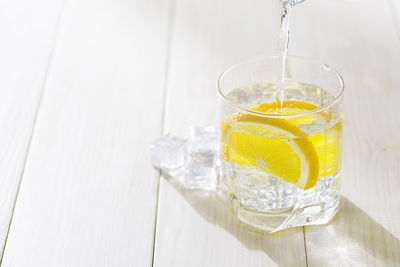 Close-up of drink in glass on table