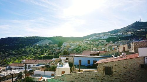 High angle view of townscape against sky