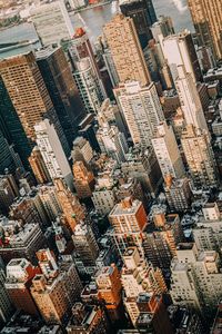 Aerial view of modern buildings in city