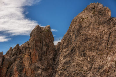 Low angle view of rock formation against sky