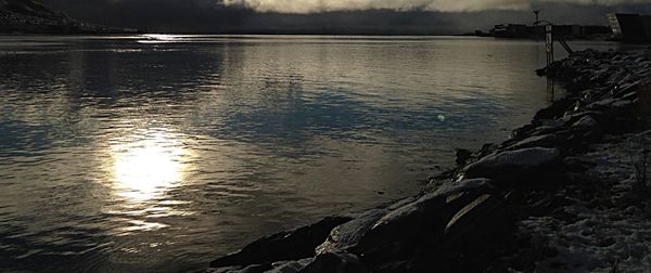 Scenic view of lake against sky