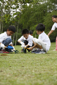 Group of people on grassland