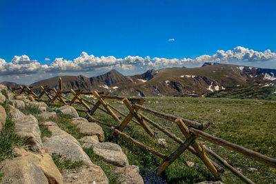 Fence line in rocky mountain national monument, colorado