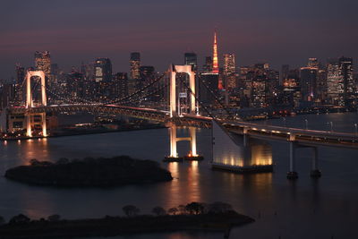 Illuminated cityscape at night