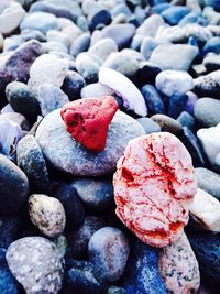 Close-up of pebbles on rocks