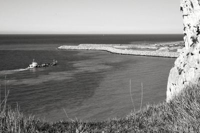 Scenic view of sea against clear sky