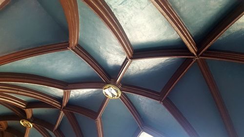 Low angle view of skylight in building