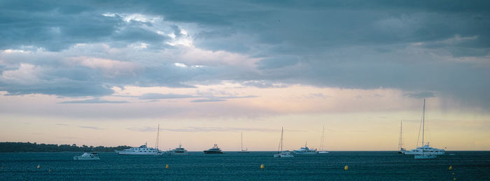 Sailboat sailing in sea