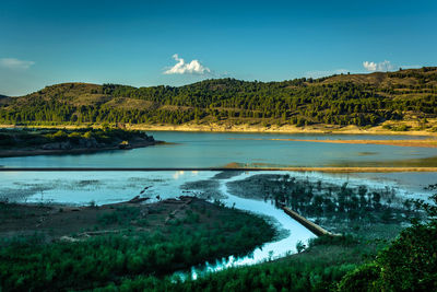 Scenic view of lake against sky