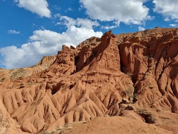 Rock formations on landscape against sky