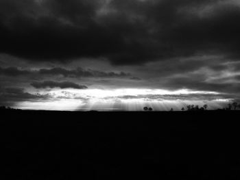 Silhouette of landscape against cloudy sky