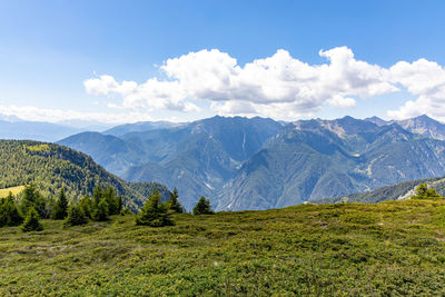 Scenic view of mountains against sky