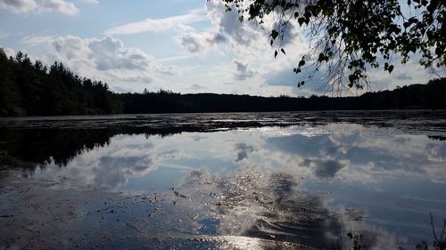 Scenic view of lake against sky