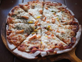 Close-up of pizza on table