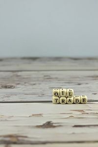 Close-up of text on table