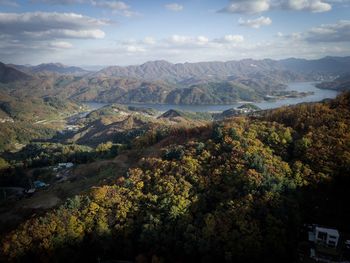 High angle view of landscape against sky