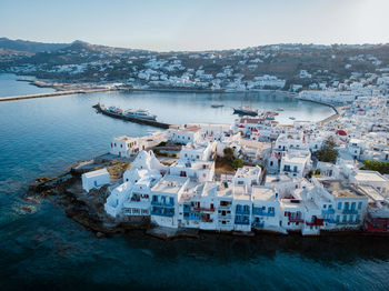 High angle view of boats in sea