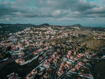 High angle view of townscape against sky