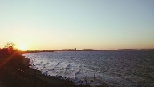 Scenic view of sunset over sea