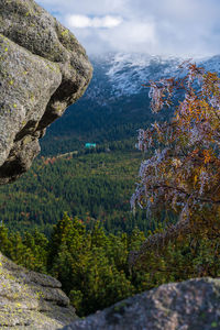 Scenic view of rocky mountains against sky