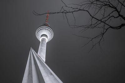 Low angle view of communications tower