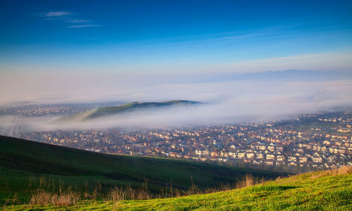 Morning fog in san ramon, tri-valley, california