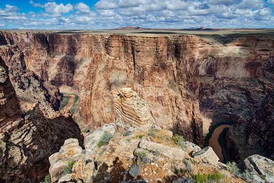 View of animals on rock formation