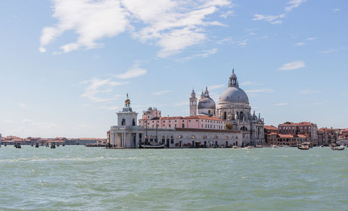 View of river with church in background