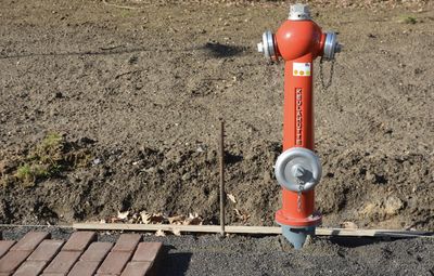 High angle view of fire hydrant on road