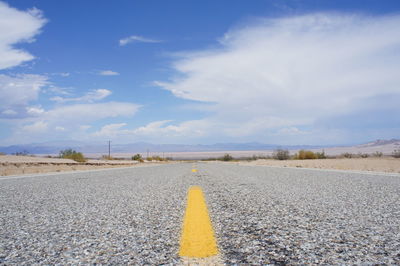 Surface level of road against sky