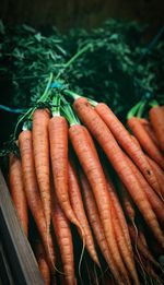 High angle view of vegetables for sale in market