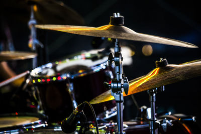 Close-up of drum in darkroom