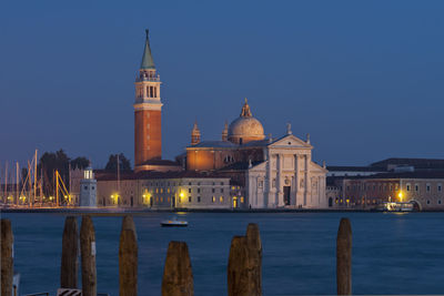 San giorgio maggiore and grand canal in city at night