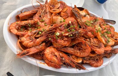 Close-up of seafood in plate