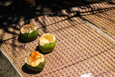 High angle view of coconut 