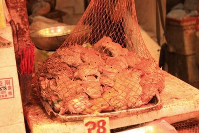 Close-up of meat for sale at market